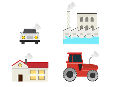 Co2 emission category icons flat graphicdesign icons illustration photoshop ui