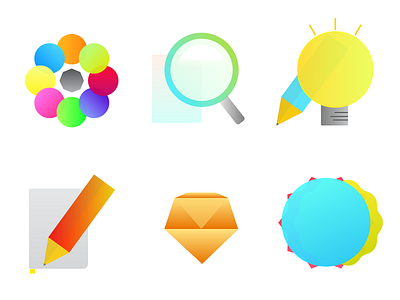Design Process Icons bright design flat fresh geometry illustration neon process shapes transparency