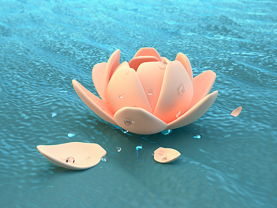 petals c4d drop illustration petals water