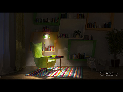 a place for reading books 3d 3dmax 3dsmax interier interio visualisation visualization