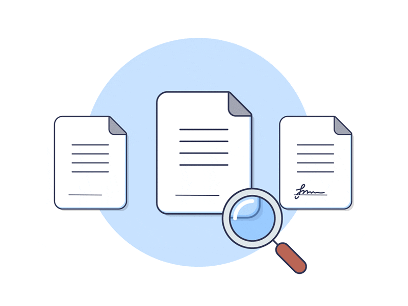 Searching Signatures animation app documents flat design gif illustration loop magnifying glass pāpr search searching signature windows