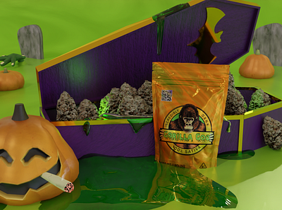 Gorilla Goo Halloween Advertisement Concept 3d advertisement blender halloween illustration marketing pumpkin