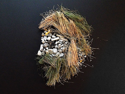 Self Portrait handmade needles pine road material rock self portrait street