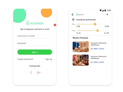 Roomer- Room finding App room ui