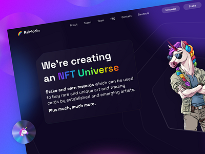 UI Web | Rainicorn 🦄 bitcoin clean coin colors crypto crypto currency dark dark ui ethereum homepage landing landing page minimal rainbow rainicoin ui ui design unicorn ux website