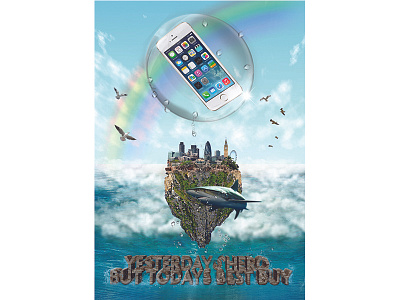 Yesterday's Hero But Todays Best Buy editorial iphone london mobile network ocean phones poster tech uk water