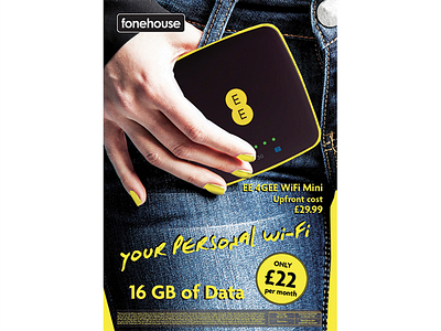 Fonehouse Poster Deal on EE Wifi Mini, UK ad advert data deal ee internet mobile network phones poster uk wifi