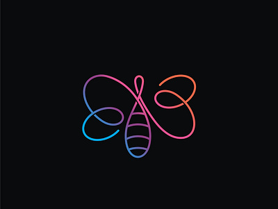 Bee Logo 0004 bee color continuous debut shot design flat line art logo vector