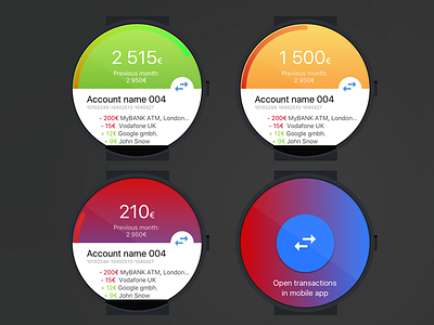 Simple smart watch app design for a fintech startup (2016)
