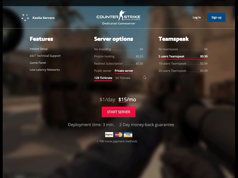 Game servers interface concept animated game interface server ui