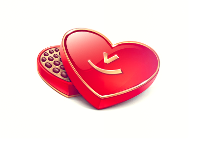 Chocolate box box chatovod chocolate gift glossy heart love valentine vector virtual xara