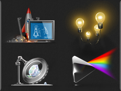 Rocket science bulbs through jewel prism