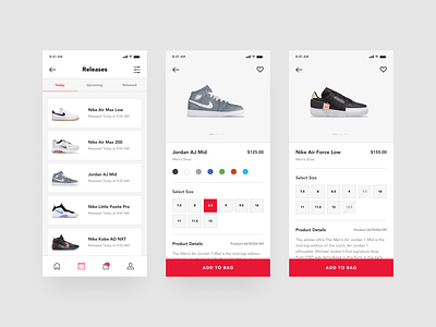 Footlocker App app product page shoes ui design ux design