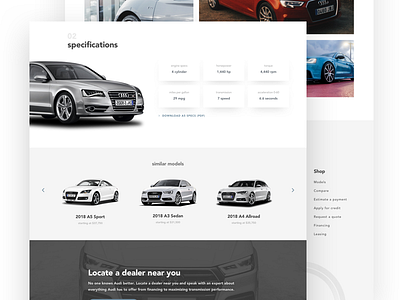 Audi Web Design Concept audi cars clean web design minimal web design product page ui design user experience design web design