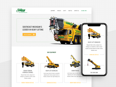 Construction Equipment Website clean web design construction cranes minimal web design mobile product pages prototypes responsive design ui design ux design web design