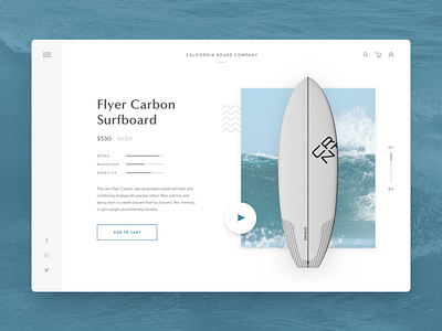 Surfboard UI Design Concept clean design eccomerce minimal design product page surf surf board ui design ux design web design