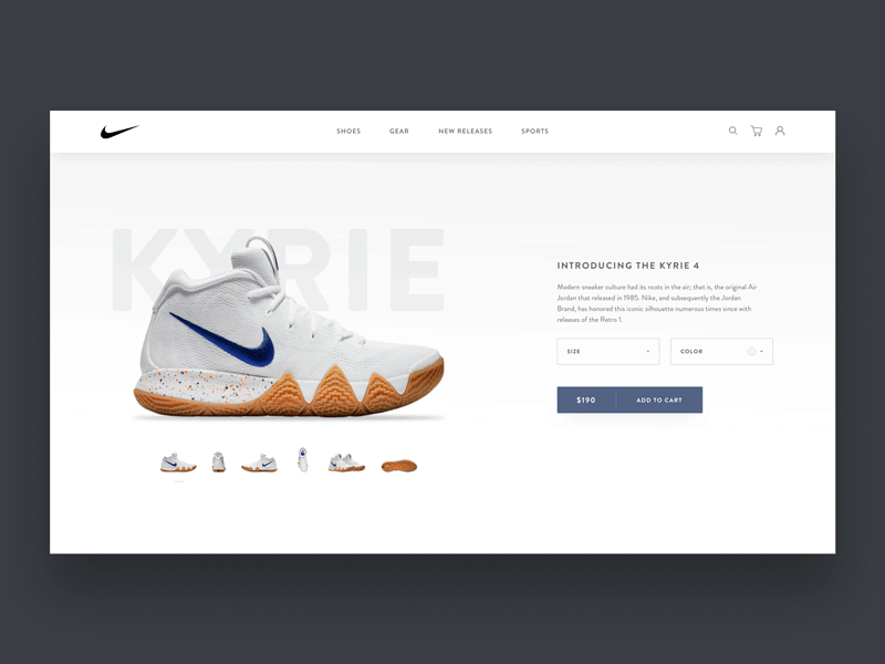 Shoe Shopping Page - UI Animations animated clean web design eccomerce interaction design minimal design minimal web design motion design nike principle product page shoes shopping ui animations ui design ux design web design