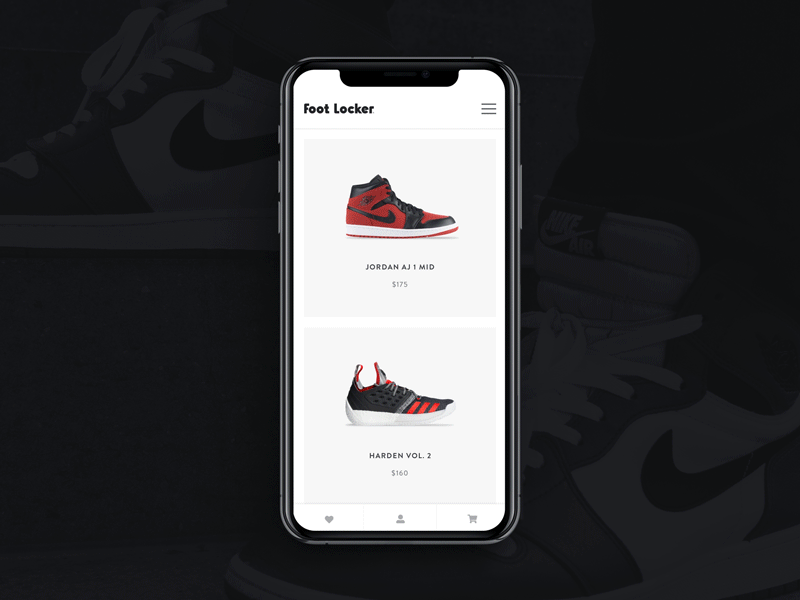 Mobile Navigation Interactions animation ecommerce interaction design mobile mobile menu principle shoes shopping ui design ux design