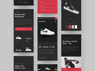 Foot Locker's House of Hoops Mobile Screens basketball clean web design minimal web design mobile product page shoes ui design ux design web design