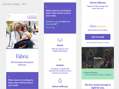 Early mobile site design direction for Fabric fabric mobile ui website