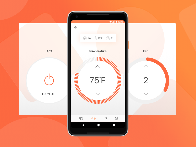 Self-Driving Taxi - Temperature Settings ux ui car self-driving commute mobile app