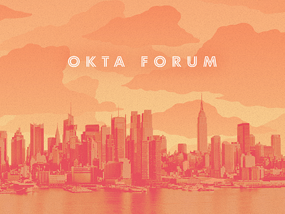 Okta Forum Branding branding city clouds illustration logo new york skyline sunrise sunset