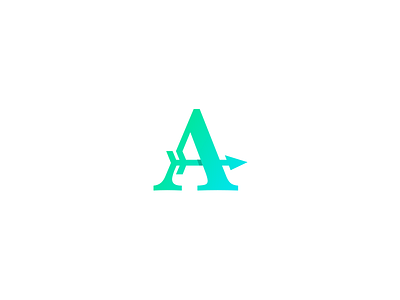 Arrow a arrow gradient green letter logo logotype mark minimal monogram simple type