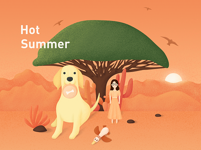 Hot Summer dog illustration design
