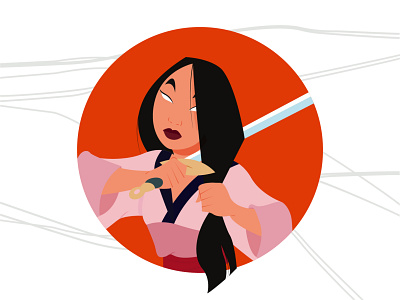 mulan adobe illustrator cartoon cartoon character cartoon illustration cartoons disney flat flat character flat illustration girl girl character girl illustration illustration mulan samurai vector vector illustration woman women