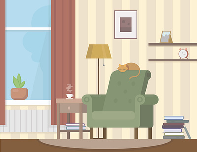 Grandma's room armchair chair couch flat flat illustration home illustration room vector vector illustration