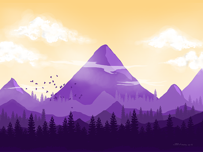 Wilderness home illustration mountains purple wilderness
