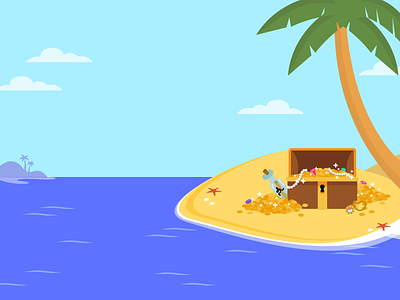 Treasure Chest beach horizon illustration island ocean sea sunny treasure treasure chest