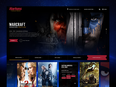 Movie Theatre Site dark film galaxy movie movie theatre movies space stars theater theatre ui user experience user interface design ux web design website