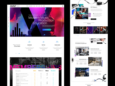 Music Production Academy academy courses dj education electronic learning membership music producing production school skills sound studio ui user experience user interface design ux vibrant website