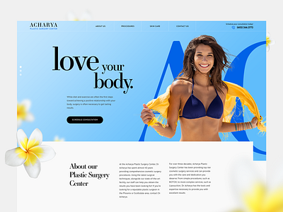 Plastic Surgery Landing Page blue center clean flowers landing page minimal plastic surgery serif soft u ui user experience user interface design ux vibrant web design website yellow