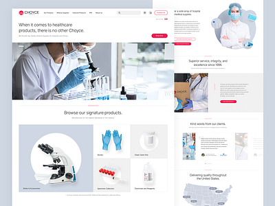 Healthcare Product Manufacturer blue clean clinical commerce healthcare manufacturing medical device minimal sans serif ui user experience user interface design ux web design website white