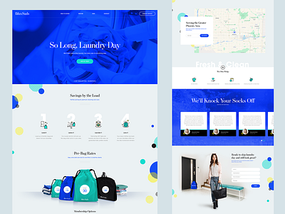 Concierge Laundry blue bright bubbles clean cleaning concierge fun interface laundry services suds teal ui user experience user interface design ux web design website yellow