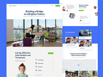 Pediatric Behavioral Facility behavior blue child child help children clean facility green kids pediatric simple ui user experience user friendly user interface design ux web design website white