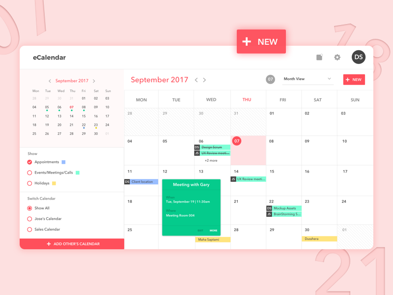 Calendar by Dipayan Saha on Dribbble