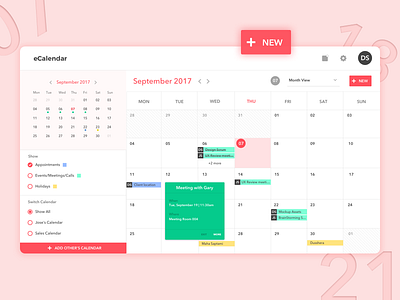 Calendar calendar calendar management dates events month red schedule task ui ux