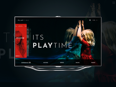 Playtime(Smart TV Entertainment App) - Concept dark entertainment movies music play showtime simple smart tv theatre tv ui ux