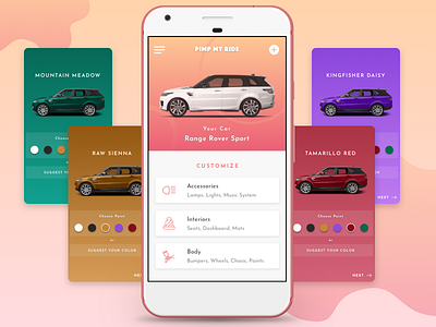 Pimp My Ride - Car Customisation App accessories assemble car colour concept customise imagination paint pimp my ride ride ui ux