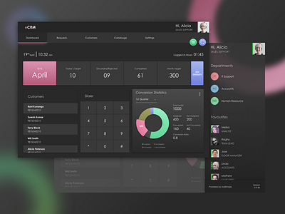 CRM Dashboard - Sales call concept crm customer dashboard dial leads sales support ui ux