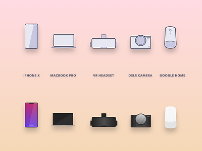 Appliance Icons/Illustrations - Set 1 appliances dslr google home icons illustrations iphonex macbook pro outline solid vr