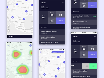 Tower Inspection App for Admin/Technicians admin dark error inspection iphone light map service technician tower ui ux