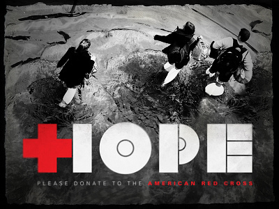 Project #23 black and white custom type donate hurricane image red cross sandy type over image typehurricane typography