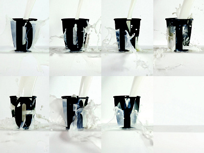 Project #24 black and white black cups custom type milk milk type poured milk typography