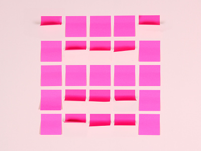 Project #38 5 by 5 5x5 custom type found typography grid pink post it notes post its typography