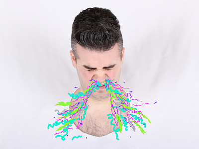 Project #40 art direction graphic shapes head neon nose snot video