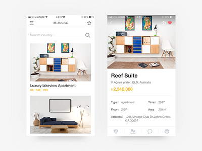 Real estate market app exploration app ui